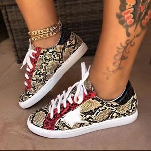 Snake Skin Print Sneakers